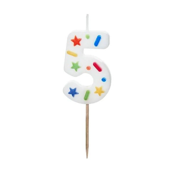 Vela de Cumpleaños Número 5 de 5,5 Centímetros de color Blanco