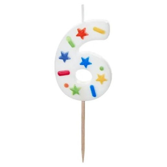 Vela de Cumpleaños Número 6 de 5,5 Centímetros de color Blanco