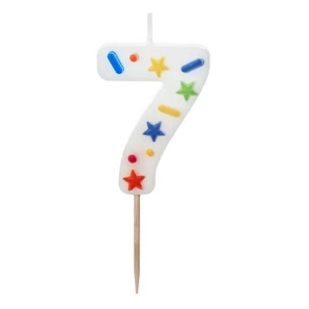 Vela de Cumpleaños Número 7 de 5,5 Centímetros de color Blanco
