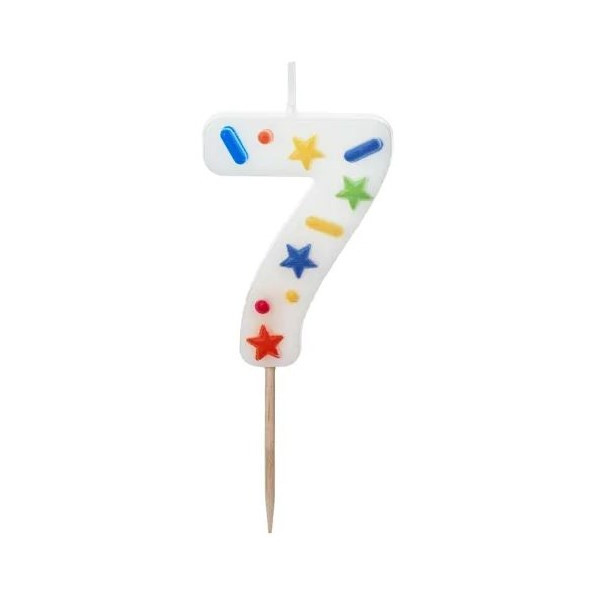 Vela de Cumpleaños Número 7 de 5,5 Centímetros de color Blanco