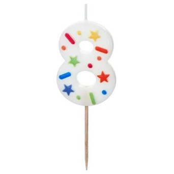 Vela de Cumpleaños Número 8 de 5,5 Centímetros de color Blanco