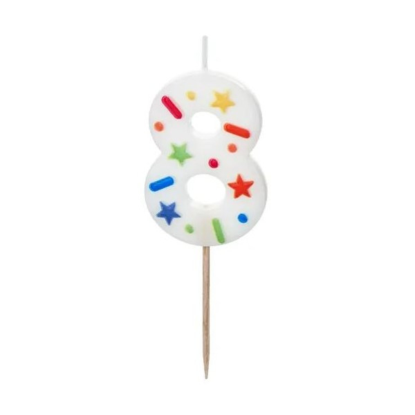 Vela de Cumpleaños Número 8 de 5,5 Centímetros de color Blanco