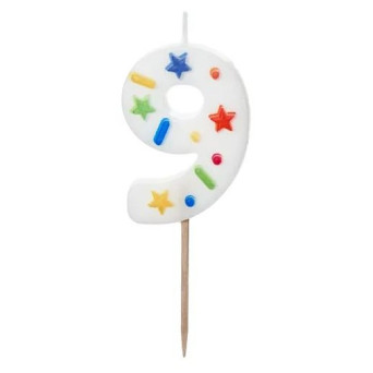 Vela de Cumpleaños Número 9 de 5,5 Centímetros de color Blanco