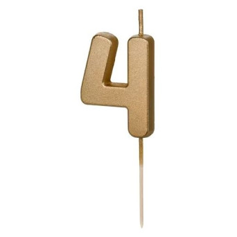 Vela de Cumpleaños Número 4 de 4,5 Centímetros de color Oro