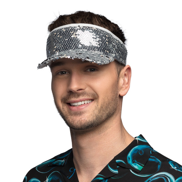 Visera de Blitz de color Plata con Lentejuelas para Adulto