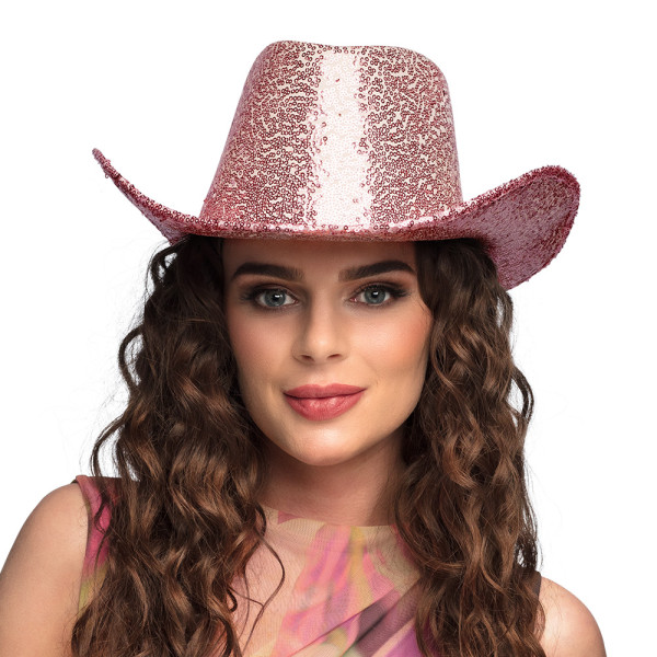 Sombrero de Vaquero Rodeo de color Rosa con Lentejuelas para Adulto