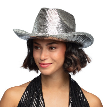 Sombrero de Vaquero Groovy de color Plata para Adulto