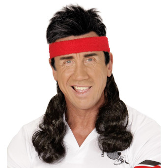 Cinta de color Rojo para la Cabeza con Pelo Negro para Adulto