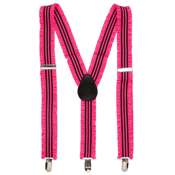 Tirantes Rizados de color Rosa Neón para Adulto