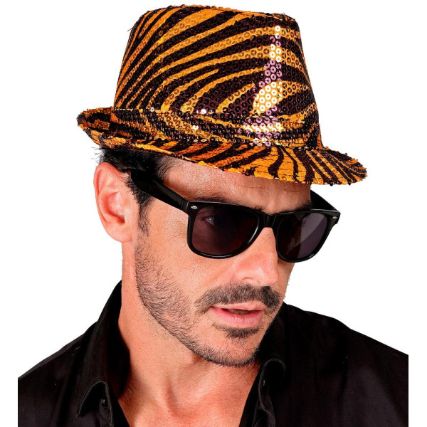 Sombrero Fedora de Tigre con Lentejuelas para Adulto