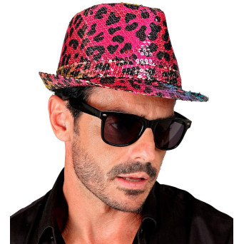 Sombrero Fedora de Leopardo Rainbow con Lentejuelas para Adulto