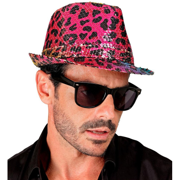 Sombrero Fedora de Leopardo Rainbow con Lentejuelas para Adulto