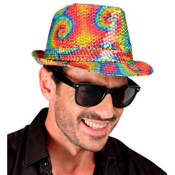 Sombrero Fedora de Hippie con Lentejuelas para Adulto