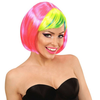 Peluca Rosa Neón de Clubbing para Adulto