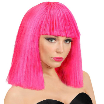 Peluca Rosa Neón de Showgirl para Adulto