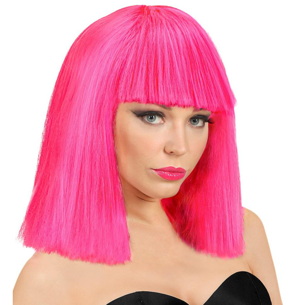 Peluca Rosa Neón de Showgirl para Adulto