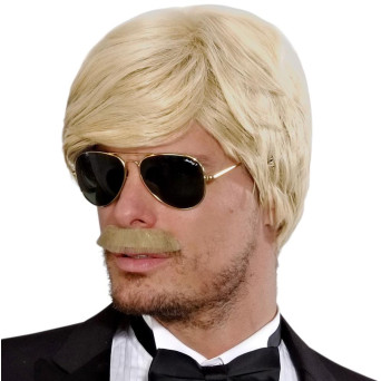 Peluca Rubia de Playboy con Bigote para Adulto