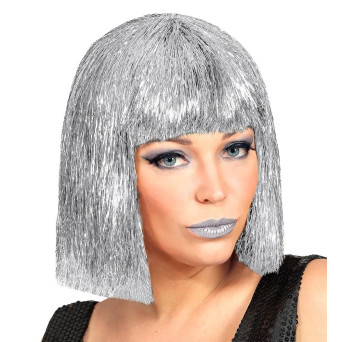 Peluca Plateada de Glitzy Vegas para Adulto