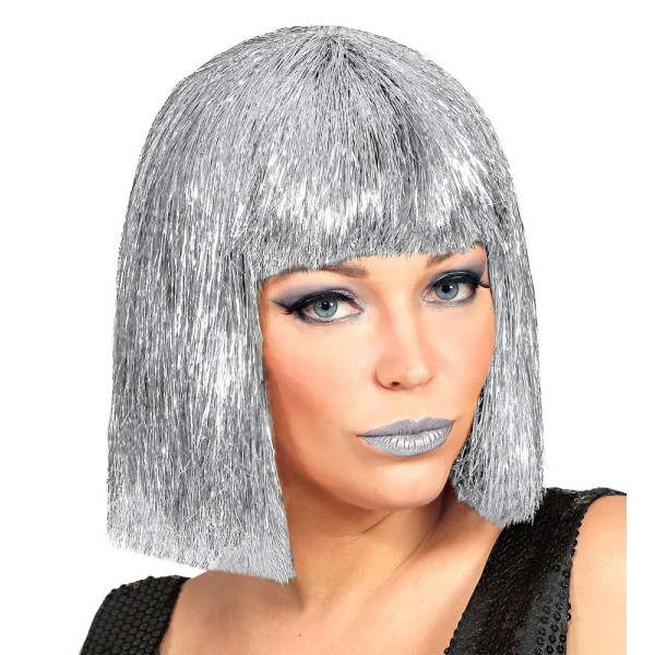 Peluca Plateada de Glitzy Vegas para Adulto