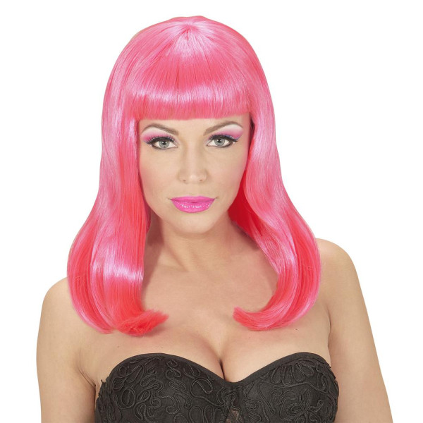 Peluca Rosa Neón de Patsy para Adulto