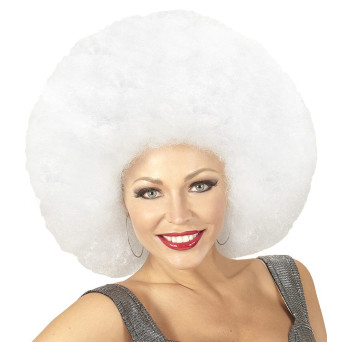 Peluca Blanca de Afro para Adulto