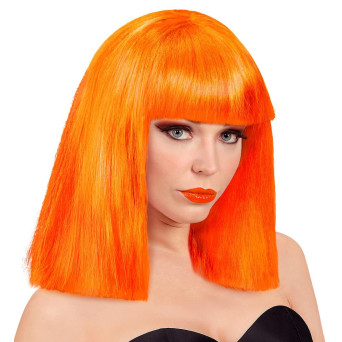 Peluca Naranja Neón de Showgirl para Adulto