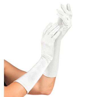 Guantes de Elastano Satén de color Blanco de 40 Centímetros