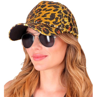Gorra de Leopardo con Lentejuelas para Adulto