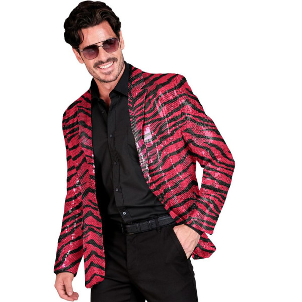Chaqueta de Cebra de color Rosa con Lentejuelas para Adulto