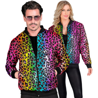 Chaqueta de Leopardo Rainbow con Lentejuelas para Adulto