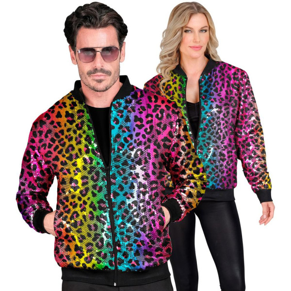 Chaqueta de Leopardo Rainbow con Lentejuelas para Adulto