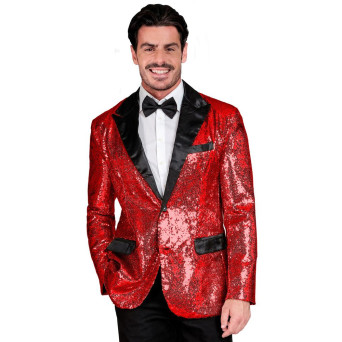 Chaqueta de color Rojo con Lentejuelas para Adulto