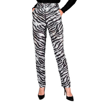 Pantalón de Cebra con Lentejuelas para Adulto
