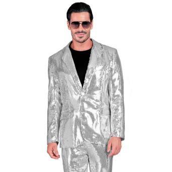 Chaqueta de color Plata con Lentejuelas para Adulto