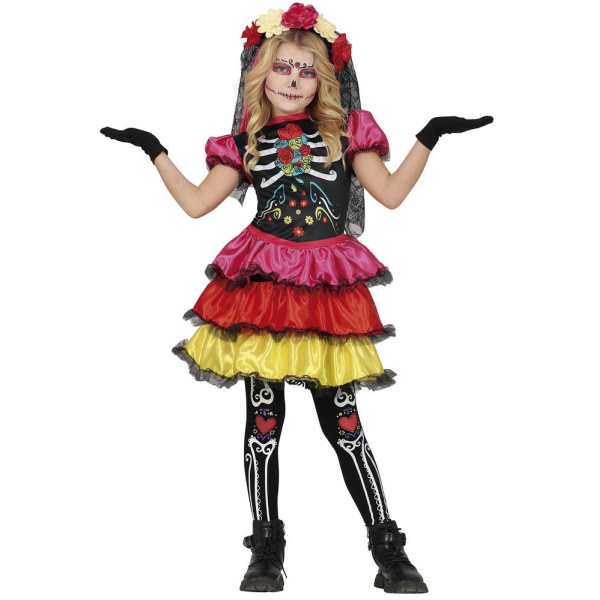 Disfraz de Catrina del Día de los Muertos Mexicano Infantil