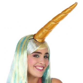 Cuerno de Unicornio de color Oro para Adulto