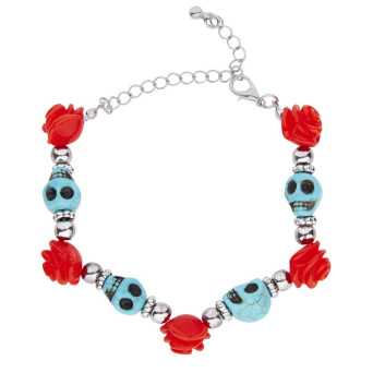 Pulsera de Calaveras y Rosas para Adulto