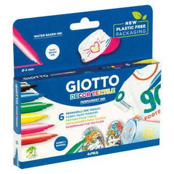 Rotulador de Color 6 Unidades para Textil Marca Giotto