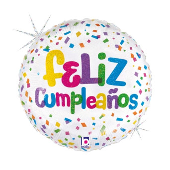 Globo Foil de Feliz Cumpleaños Confeti de 46 Centímetros