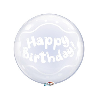 Globo Bubble T-Balloon de Burbuja Happy Birthday Transparente de 40 Centímetros