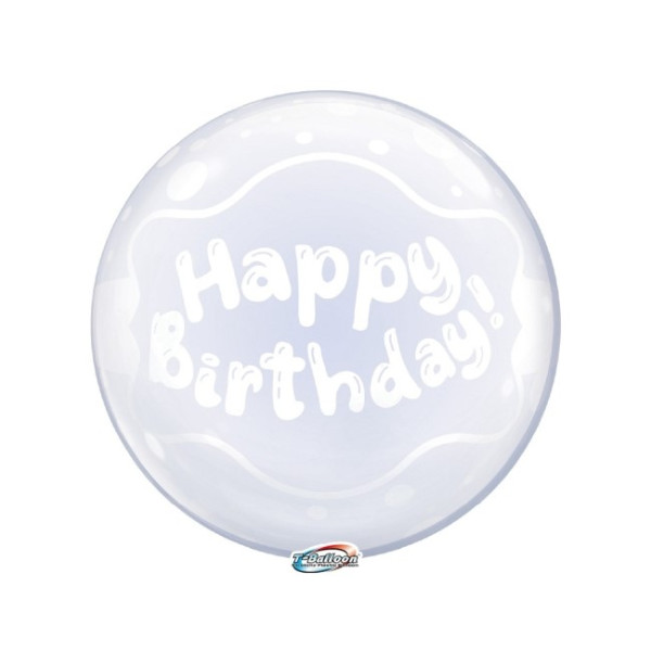 Globo Bubble T-Balloon de Burbuja Happy Birthday Transparente de 40 Centímetros