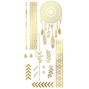 Tatuaje de Hippie de color Oro
