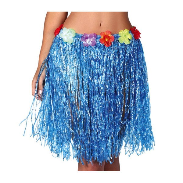 Falda Hawaiana de 55 Centímetros de color Azul para Adulto
