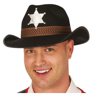 Sombrero de Sheriff de color Negro para Adulto