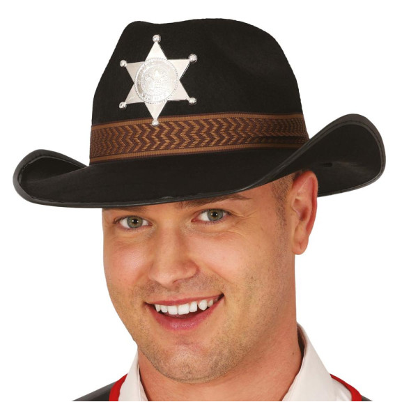 Sombrero de Sheriff de color Negro para Adulto