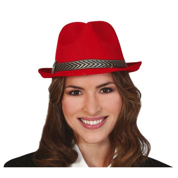 Sombrero de Gangster de color Rojo para Adulto