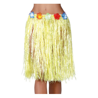 Falda Hawaiana de color Amarillo de 55 Centímetros para Adulto