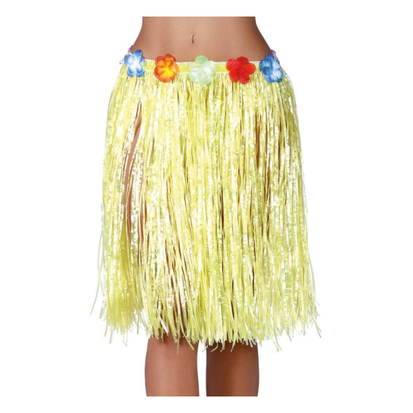 Falda Hawaiana de color Amarillo de 55 Centímetros para Adulto
