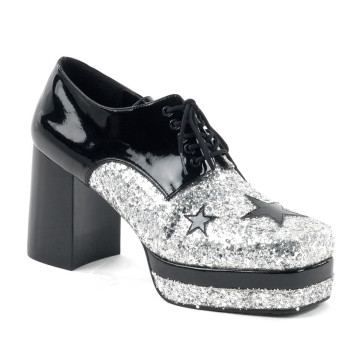 Zapato Glamrock-02 de color Negro y Plata de Pleaser para Adulto