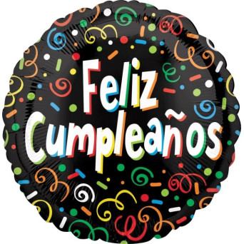 Globo Foil de Feliz Cumpleaños de 45 Centímetros de color Negro